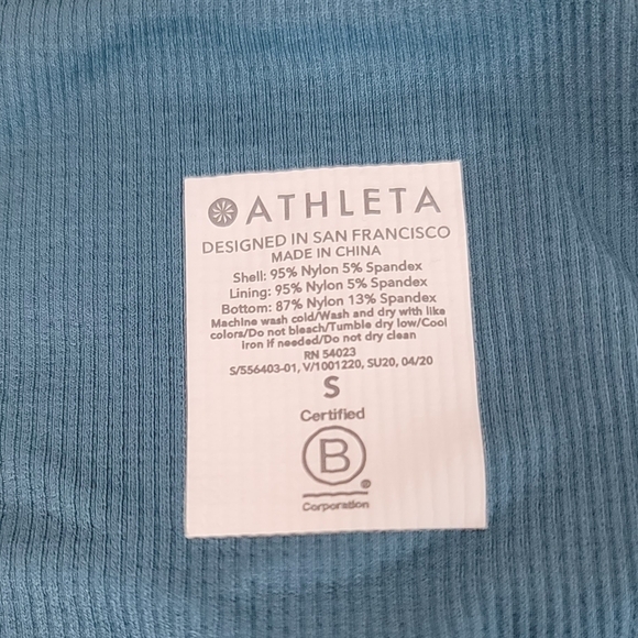 Athleta Aurora Cropped Ribbed Tank Aqua Teal, sz Small - Picture 2 of 6